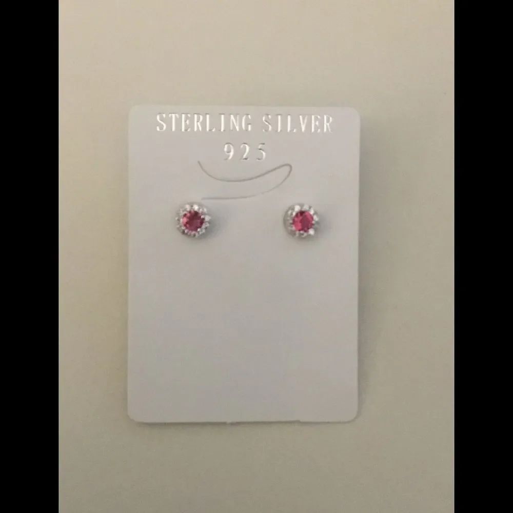 Sparkling Ruby & White Topaz Round Halo Earrings